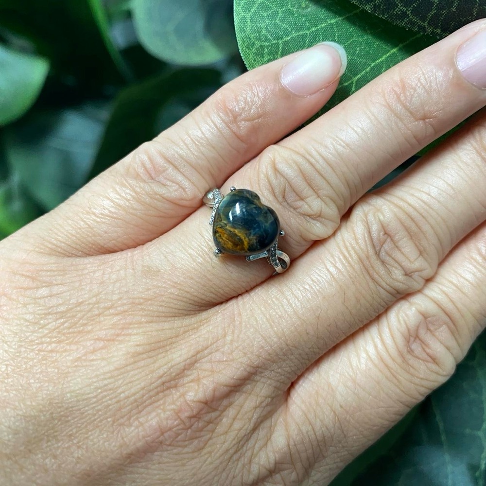 PIETERSITE FLASHY HEART ADJUSTABLE SILVER RING